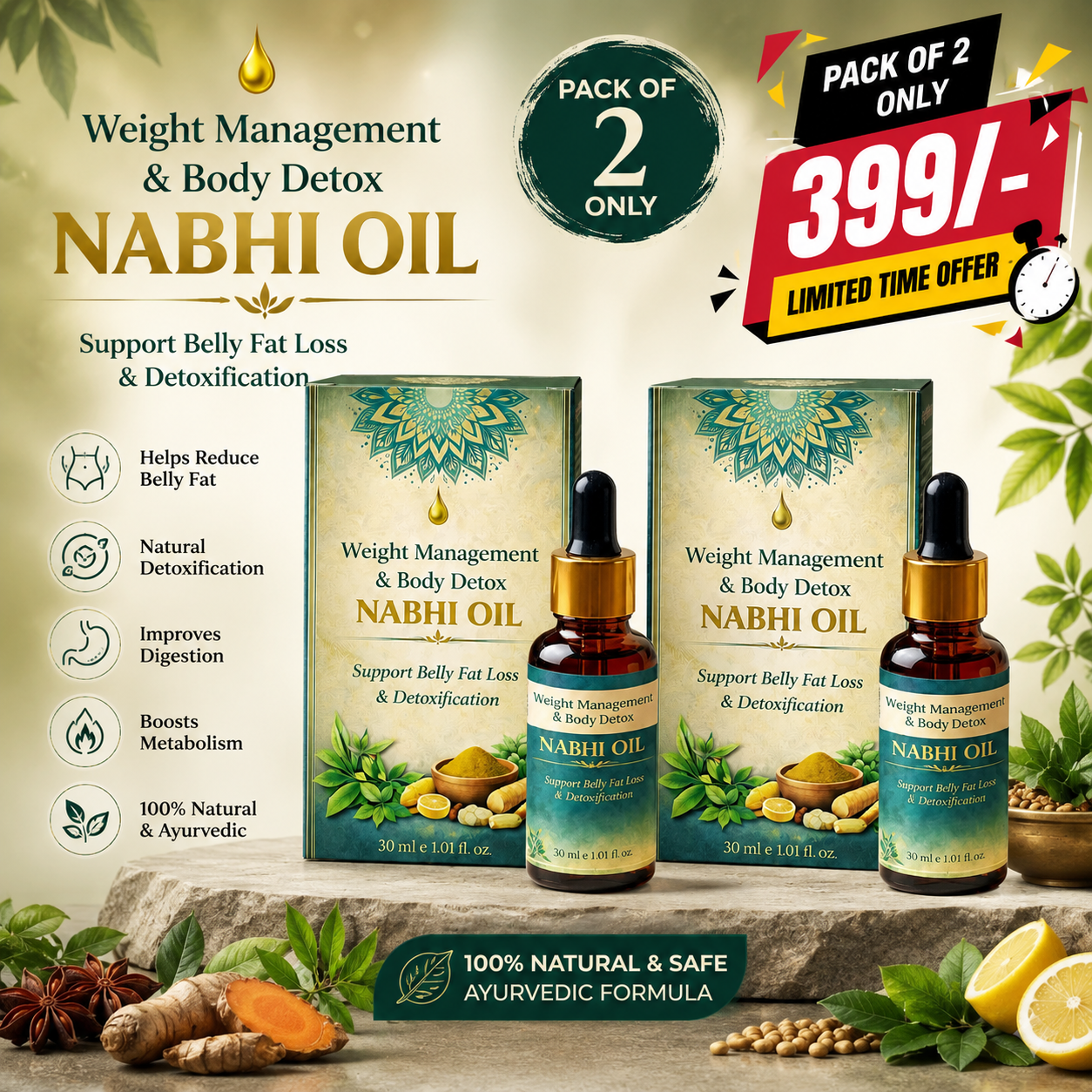 ✨HOT SELL 60% Off TODAY✨LIMITED OFFER🔥| Weight Management and Body Detox Nabhi Oil (100% Ayurvedic)