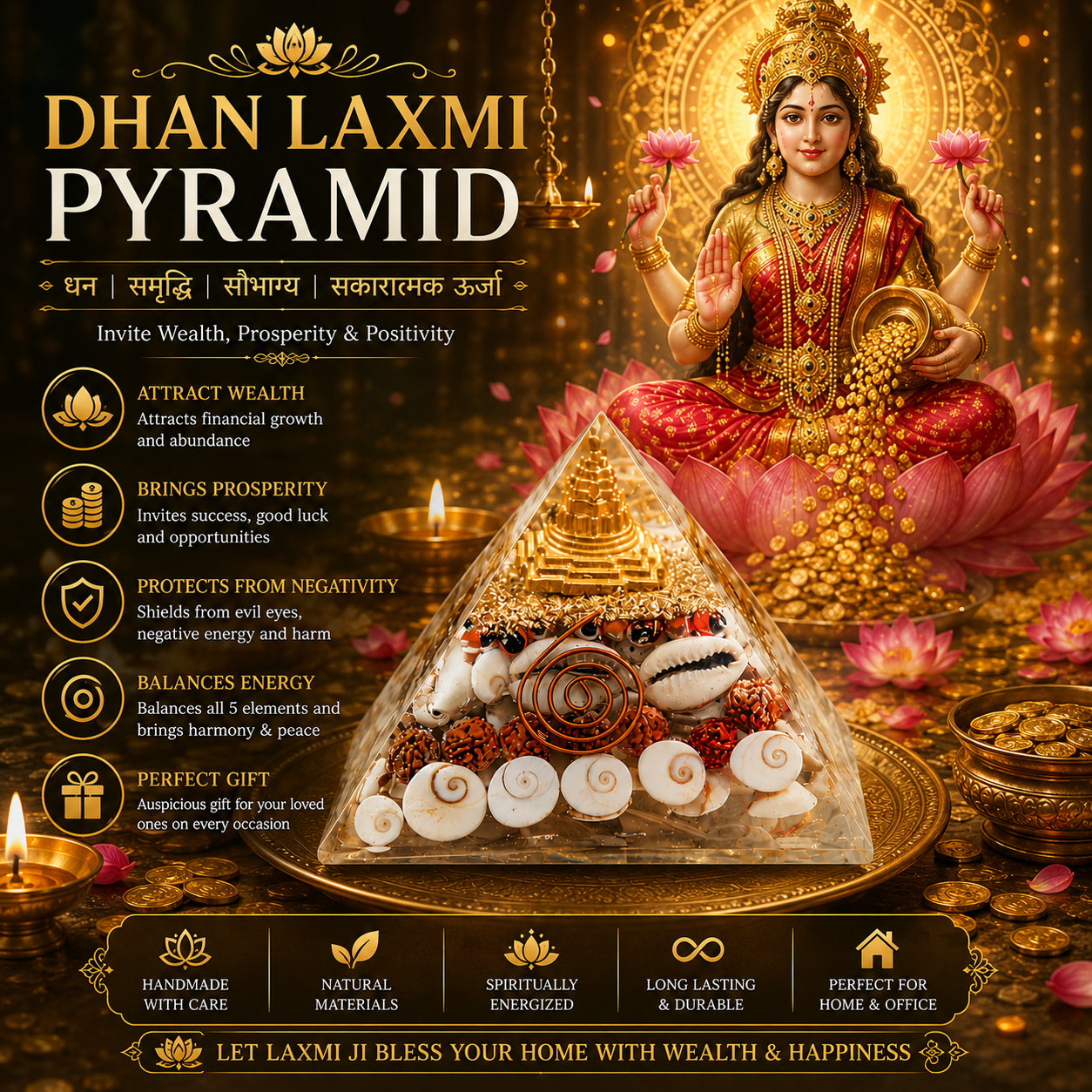 ✨HOT SELL 50% Off TODAY✨LIMITED OFFER🔥| Dhan Laxmi Pyramid (Positive Energy Amplification)