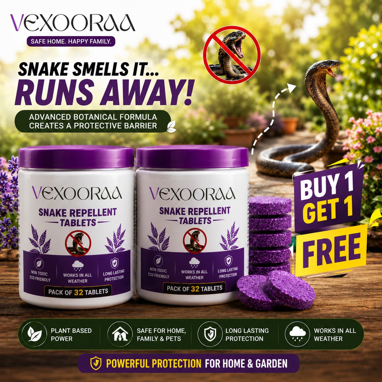 💥Powerful Protection Snake Repellent Tablets for Home, Farm & Garden | Instant Action Formula🔥Buy 1 Get 1 Free🔥