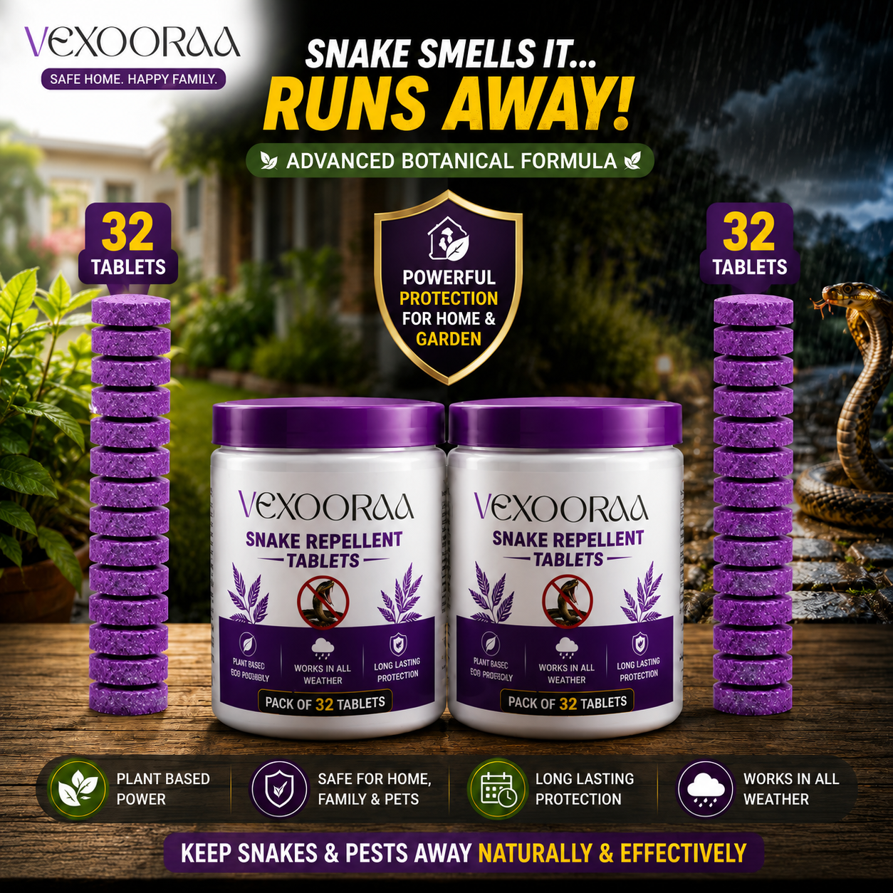 💥Powerful Protection Snake Repellent Tablets for Home, Farm & Garden | Instant Action Formula🔥Buy 1 Get 1 Free🔥