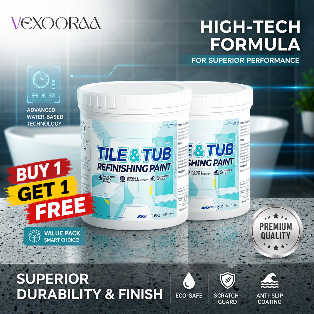 🔥 Vexooraa Tile & Tub Refinishing Paint 🎨 | BUY 1 GET 1 FREE 🎁 | Premium Bathroom & Kitchen Surface Makeover 🛁