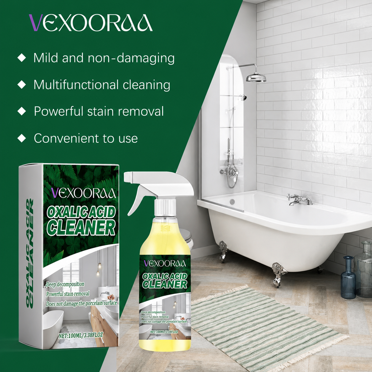 ✨ VEXOORAA Oxalic Acid Power Cleaner 🧼 | Tough Stain, Rust & Limescale Remover 🚿 | Buy 1 Get 1 Free + FREE Cleaning Brush 🎁