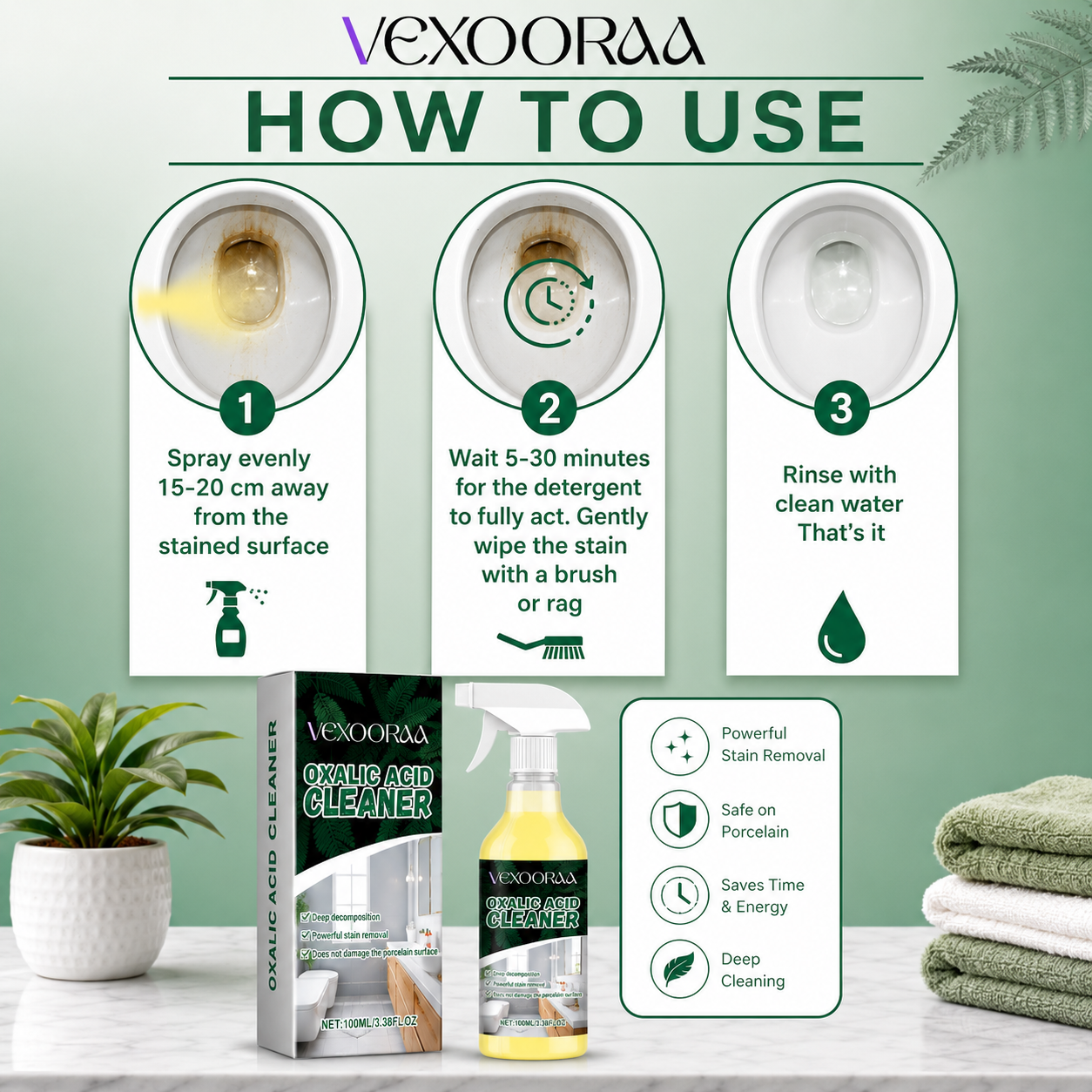 ✨ VEXOORAA Oxalic Acid Power Cleaner 🧼 | Tough Stain, Rust & Limescale Remover 🚿 | Buy 1 Get 1 Free + FREE Cleaning Brush 🎁