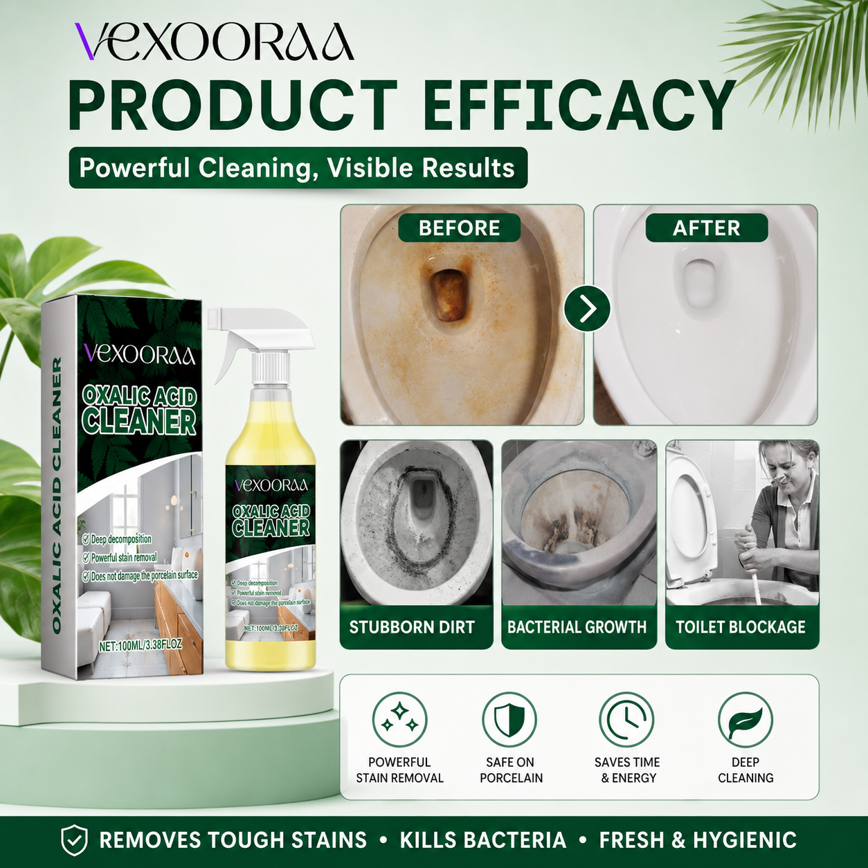 ✨ VEXOORAA Oxalic Acid Power Cleaner 🧼 | Tough Stain, Rust & Limescale Remover 🚿 | Buy 1 Get 1 Free + FREE Cleaning Brush 🎁
