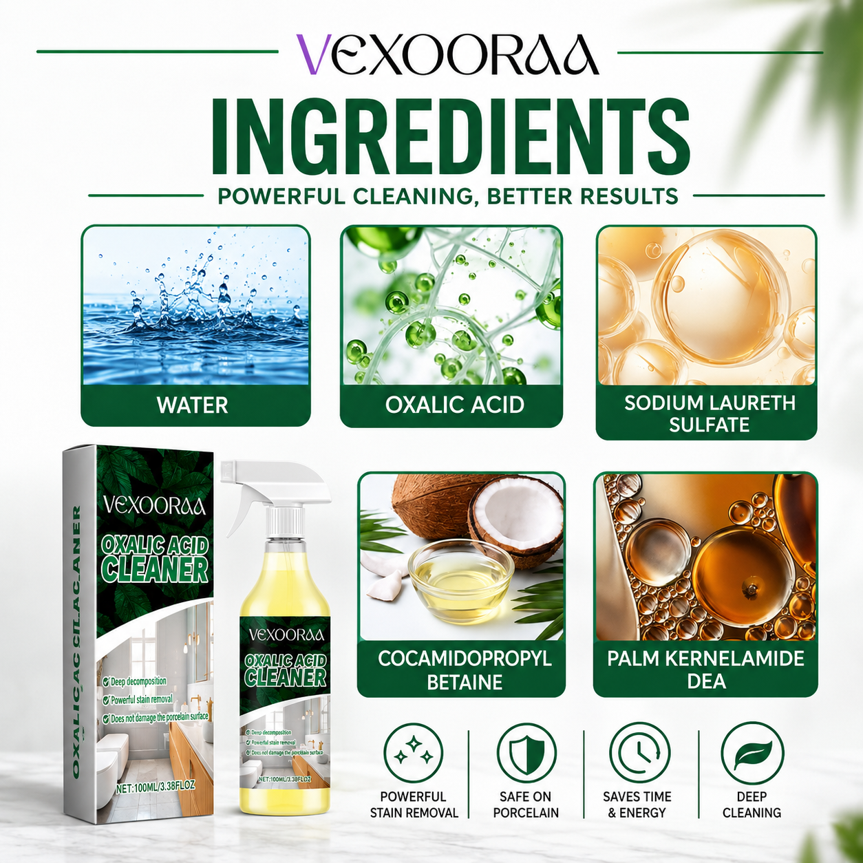 ✨ VEXOORAA Oxalic Acid Power Cleaner 🧼 | Tough Stain, Rust & Limescale Remover 🚿 | Buy 1 Get 1 Free + FREE Cleaning Brush 🎁