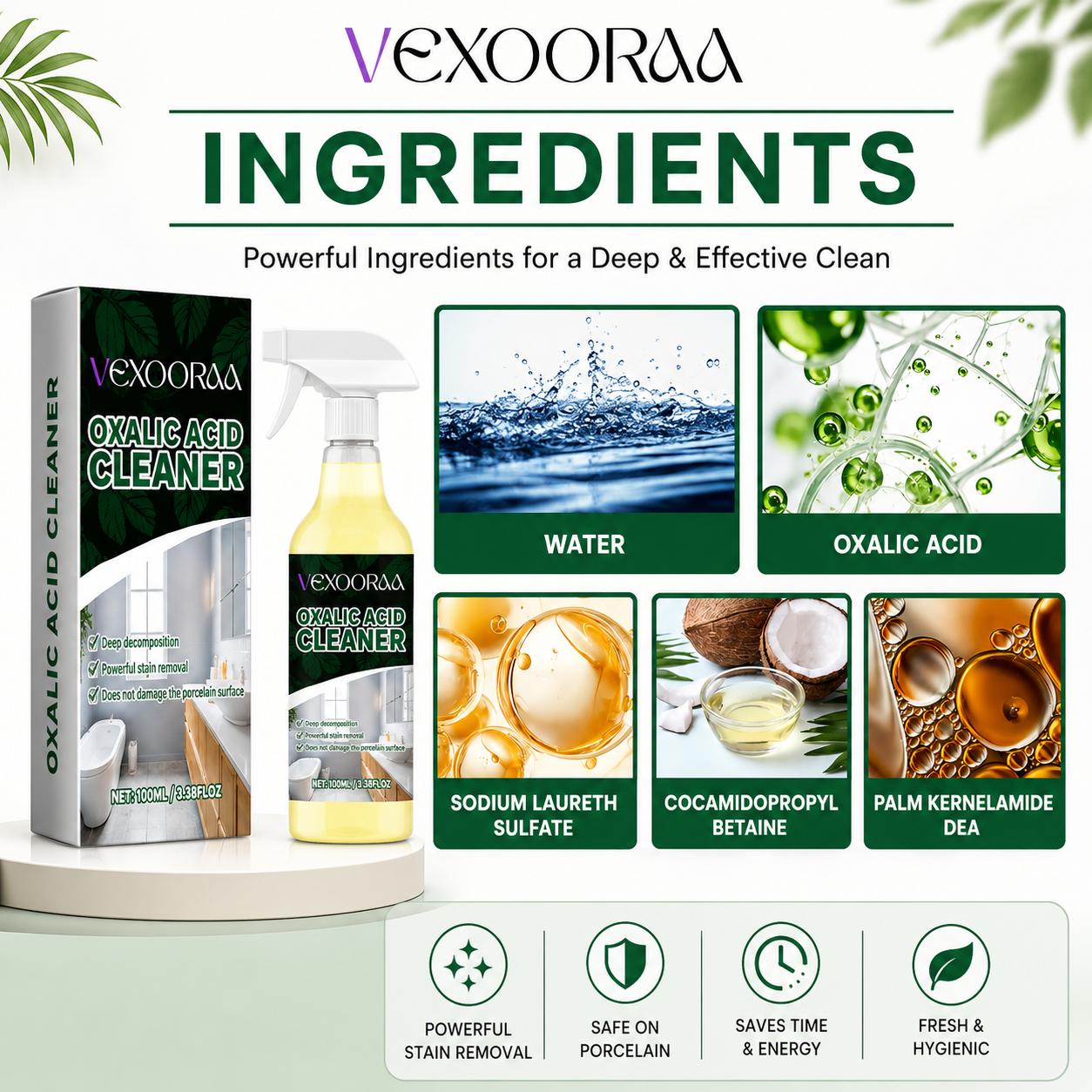 ✨ VEXOORAA Oxalic Acid Power Cleaner 🧼 | Tough Stain, Rust & Limescale Remover 🚿 | Buy 1 Get 1 Free + FREE Cleaning Brush 🎁