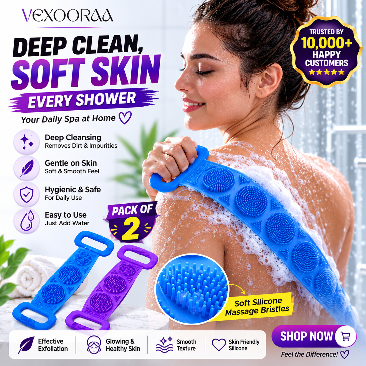 ✨HOT SELL✨ Premium Silicone Bath Brush 🎁 PACK OF 2🎁
