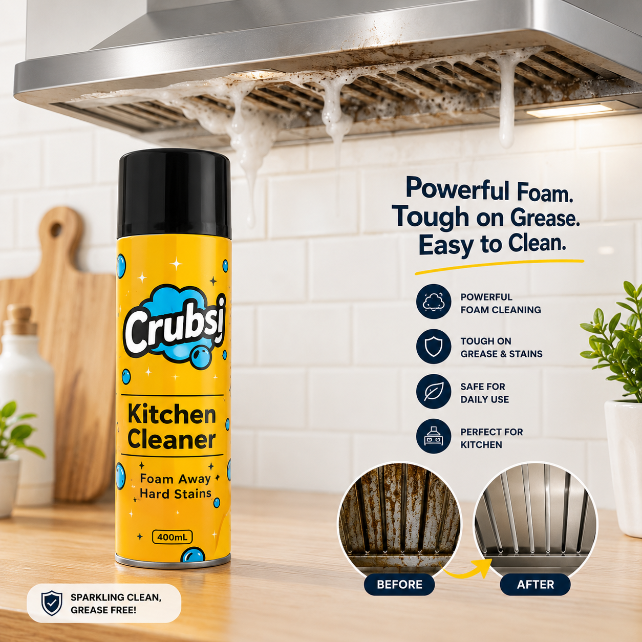✨HOT SELL 50% Off Today + BUY 1 GET 1 FREE✨ Crubsi Kitchen Cleaner Foam Spray (each 400ml) 🧽
