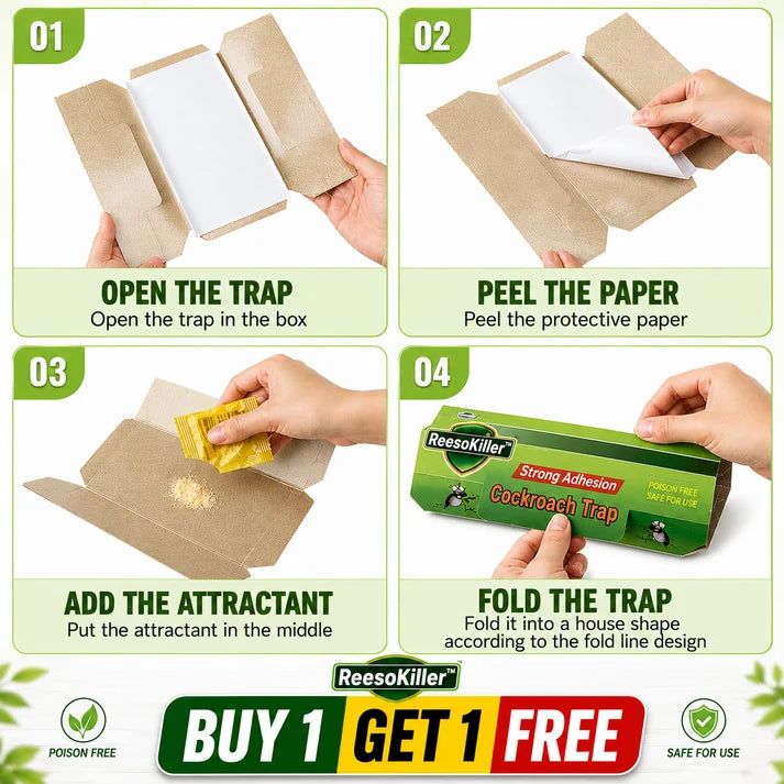 ✨HOT SELL 50% Off TODAY✨ BUY 1 GET 1 FREE ✨ LIMITED OFFER 🔥Cockroach Trap 🪳(20 PCS) | Strong Adhesive | Non-Toxic & Odorless | Easy to Use | Indoor Roach Killer