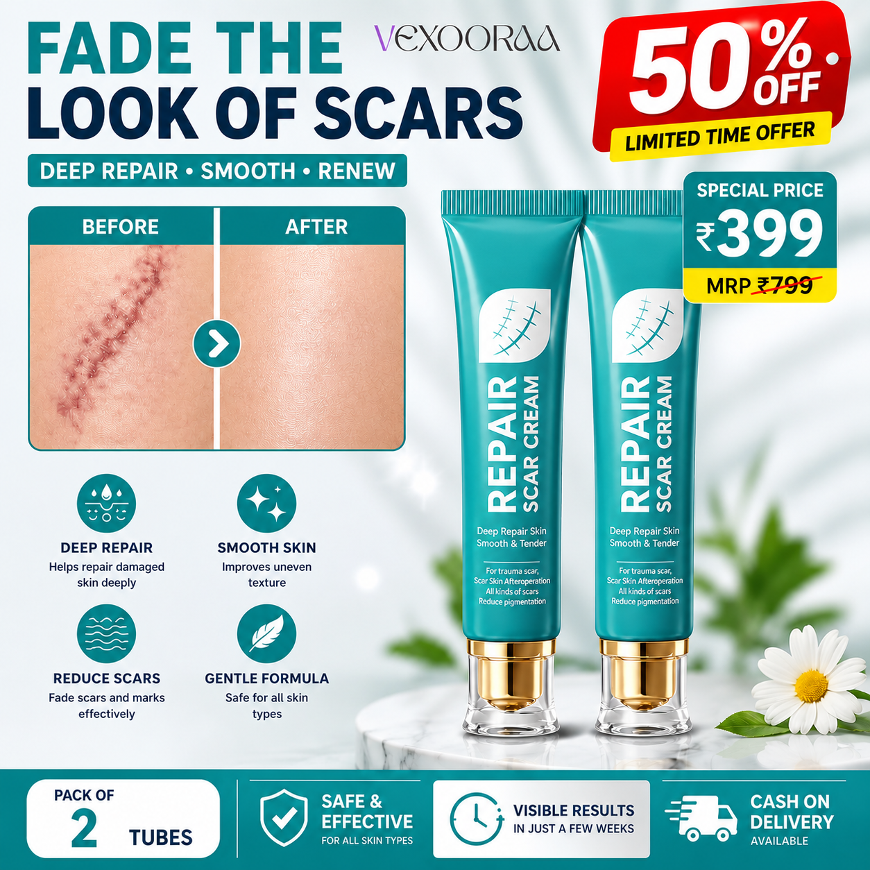 50% OFF + BUY 1 GET 1 FREE ✨ LIMITED OFFER 🔥 Advanced Scar Repair Cream💎