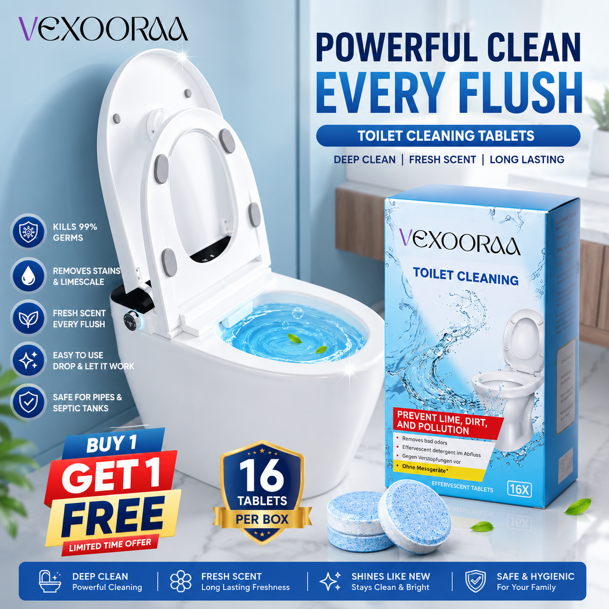 ✨HOT SELL 50% Off TODAY✨ BUY 1 GET 1 FREE ✨ LIMITED OFFER 🔥 Premium Toilet Cleaning Effervescent Tablets