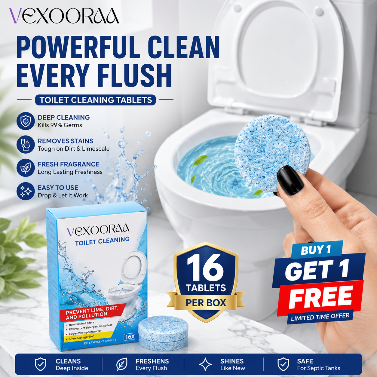 ✨HOT SELL 50% Off TODAY✨ BUY 1 GET 1 FREE ✨ LIMITED OFFER 🔥 Premium Toilet Cleaning Effervescent Tablets