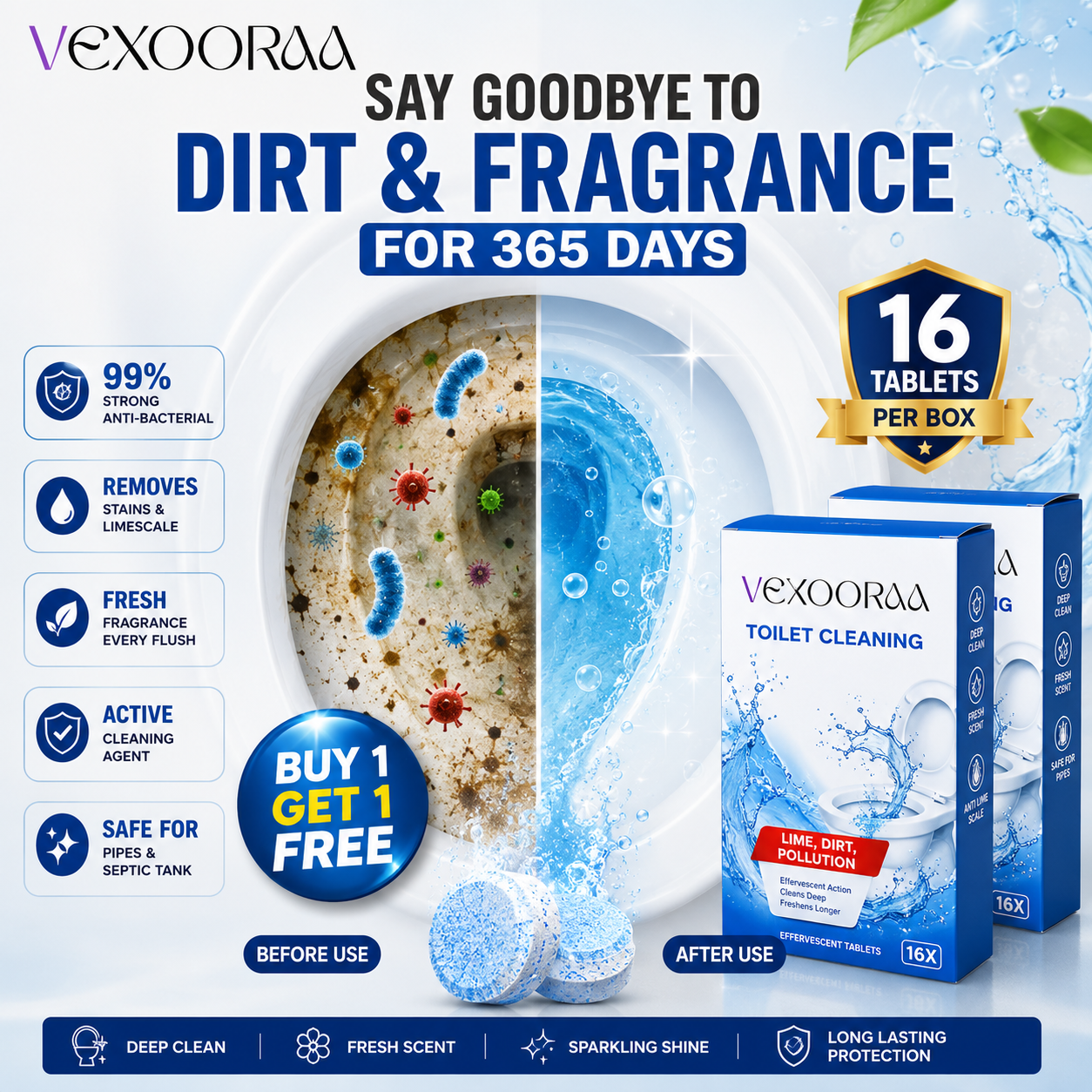 ✨HOT SELL 50% Off TODAY✨ BUY 1 GET 1 FREE ✨ LIMITED OFFER 🔥 Premium Toilet Cleaning Effervescent Tablets