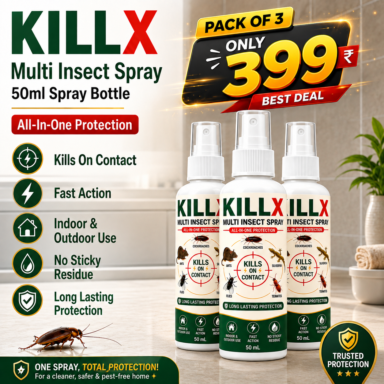✨HOT SELL 60% Off TODAY✨LIMITED OFFER 🔥KILLX Multi Insect Spray Buy 1 Get 2 Free