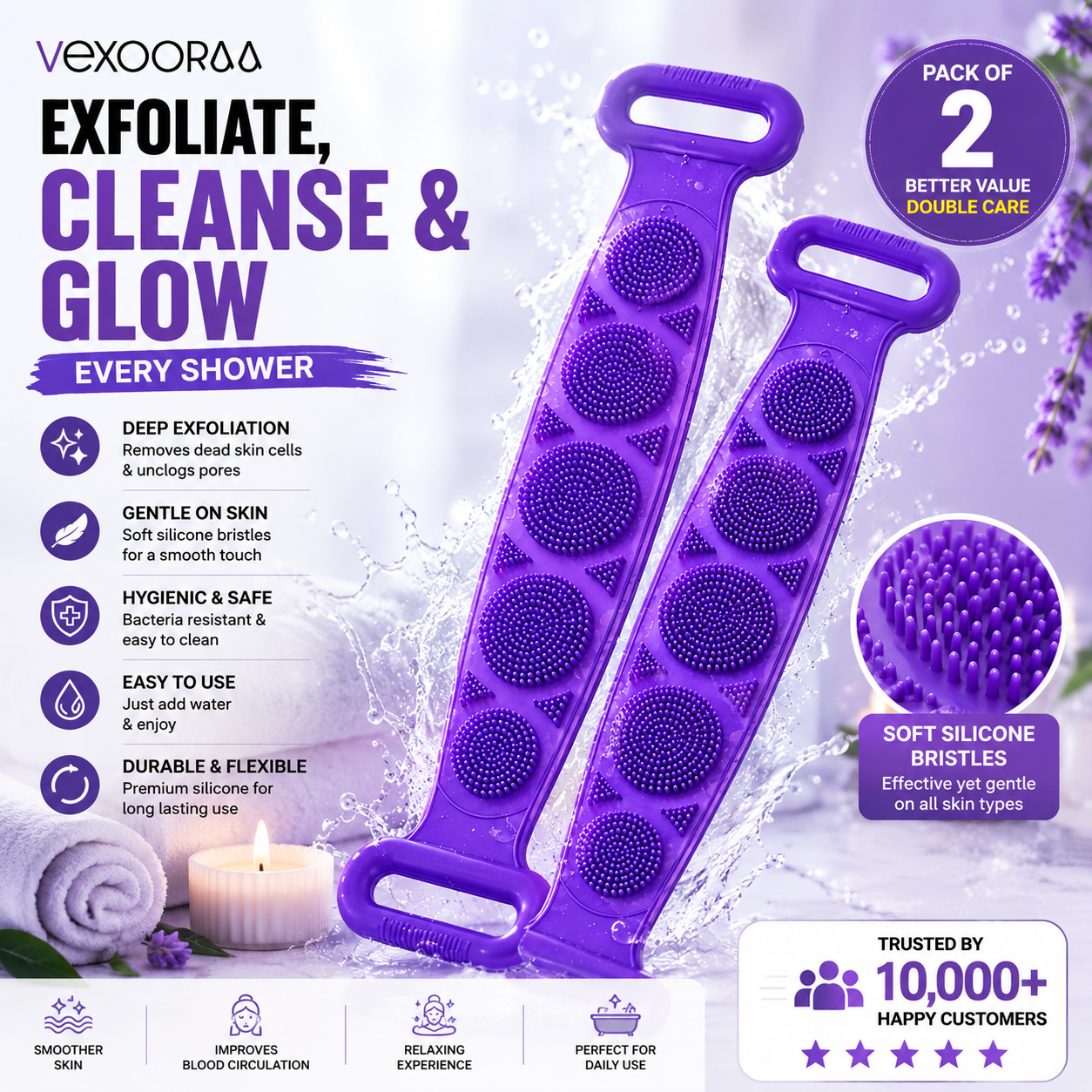 ✨HOT SELL✨ Premium Silicone Bath Brush 🎁 PACK OF 2🎁