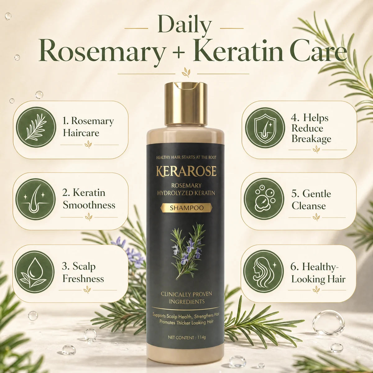✨HOT SELL 50% Off TODAY✨ BUY 1 GET 1 FREE ✨ LIMITED OFFER❄️💆| Kerarose Rosemary Shampoo For Hair Growth