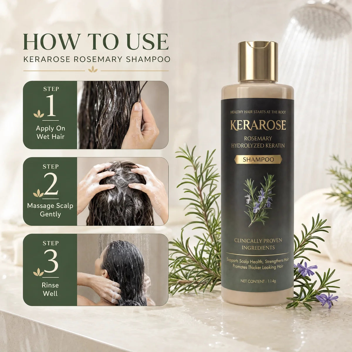 ✨HOT SELL 50% Off TODAY✨ BUY 1 GET 1 FREE ✨ LIMITED OFFER❄️💆| Kerarose Rosemary Shampoo For Hair Growth
